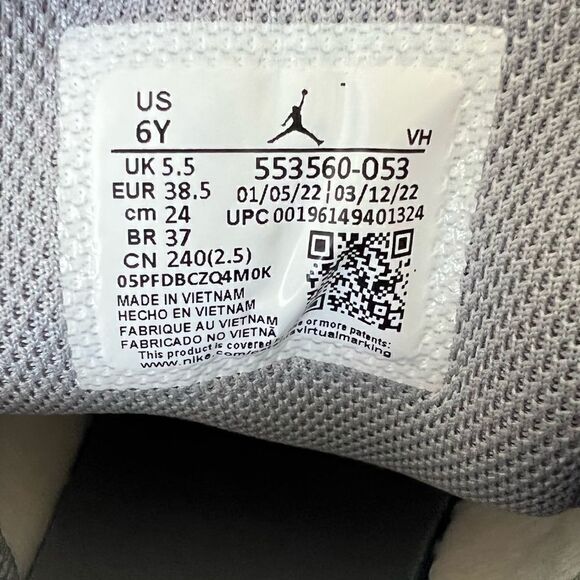 Nike Air Jordan 1 Low Vintage Stealth Grey/White Sneakers Size 6Y/7.5W - Picture 10 of 10